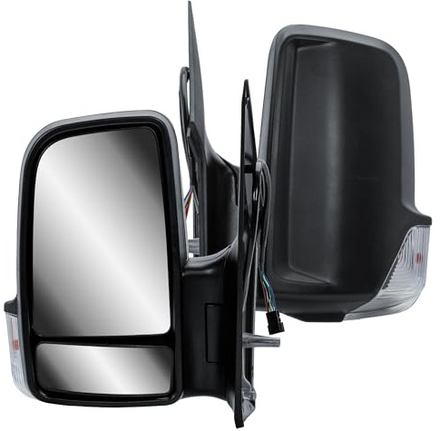 Passenger Left Side Door Wing Mirror N/S Electric and Heated Short Arm Black Cover For Mercedes Sprinter VW Crafter 2006 to 2018