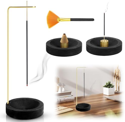FSWWSF RäUcherstäBchen Halter Set 2-In-1 Incense Holder Holzbasis Und 9 Loch RäUchergefäß Palo Santo Halter FüR Zen,Yoga,Lernen,Meditation,HeimbüRo-Dekoration