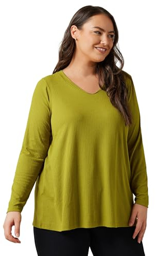 EVANS Curve Chartreuse Premium Ribbed Modal Blend Swing Top - Women's - Plus Size Curve