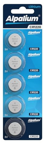 Alpalium CR1220 Knopfzellen Batterie, 5er Pack, 3V, Hohe Leistung für Fernbedienungen, Schlüsselanhänger, CPUs, tragbare und medizinische Geräte, CR 1220 Premium Qualität & Lange Lagerfähigkeit