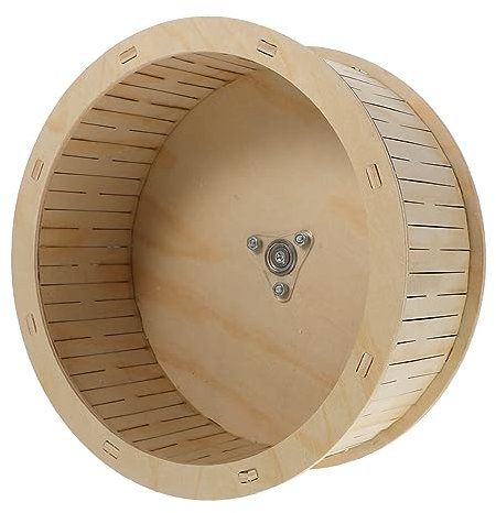 GRIRIW Laufrad für Hamster und Chinchilla 22cm Holz Geräuschloses Hamsterrad mit Käfigzubehör für Nager und Kleine Haustiere Zufälliger Stil