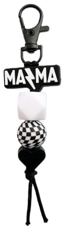 Jgrprlq Mama Keychain Checkered Black Mom Key Ring for Car Keys Purse Backpack Mom Birthday Gifts Mothers Day Gift