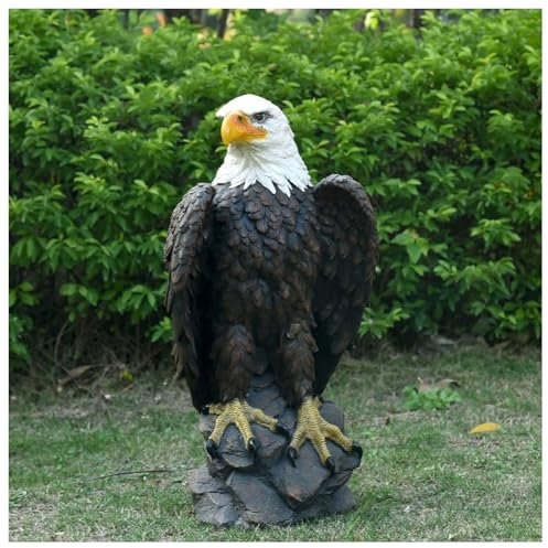 Weißkopfseeadler Garten Statue, Gartendeko Adler Deko, Gartenfiguren Deko für Draußen, Harz Statue, Bauernhof Deko, Wasserdicht, Geschenk für Haus, Hof, Rasen, Balkon Dekoration