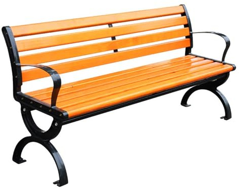 HZEPDVT Korrosionsbeständige Gartensitzbank aus Gusseisen aus Holz, Wind- und regenfest, for den Außenbereich, Parkbank mit ergonomisch gebogener Rückenlehne(120 * 40cm)