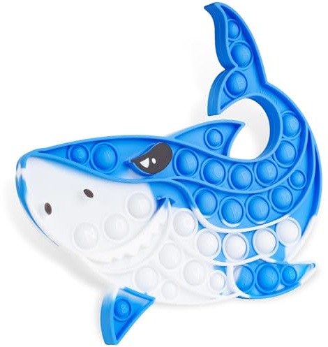 NiToy 22,2 x 20 cm Hai Push and Pop Bubble Sensory Fidget Toy für Kinder & Erwachsene, Silikon Sensory Bubble Spielzeug für Stressabbau & Fokus, Tie-Dye Blau Push Popper für ADHD, Autismus, Angst