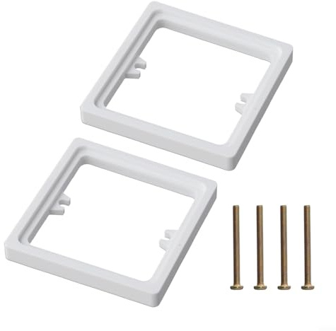 2 Pack ABS Single Socket Spacer, 10MM Square Frame Plate Extender with Screws,for Electrical Outlets Switches Deepening Box(White)