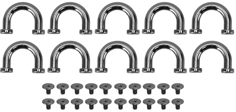 Bogenbrückenschnalle, 10 Set Metall D Ringstecker Schnallen mit 20 Schrauben, U Form Metall D Ringstecker Schnallen Häppchen für Bag Hanger -Geldbörse DIY -Handwerk (Silberschwarz)