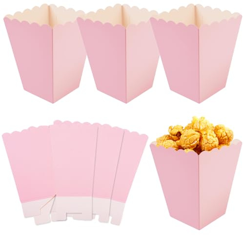 24 Stück Popcorn Tüten Klein,Popcorntüten Rosa,Mini Popcorn Becher Rosa für Party Snacks, Süßigkeiten, Popcorn und Geschenke, Zusammenklappbare Lagerung