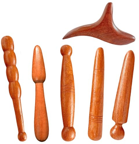 6 Stück Triggerpunkt Massagegerät, Triggerpunkt drücker Trigger Holz Massage Muskel Massageroller Stick Massage Trigger Roller Fuß Handmassager Massagehilfe für Schulter Rücken Bein Entspannung