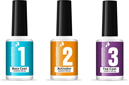 Dipping Powder Nail Liquid Including Base Coat Top Activator 3-in-1 Tools Easy to Apply Fast Dry No UV LED Lamp Needed Smooth Application Low Odor Ideal for DIY Art at Home