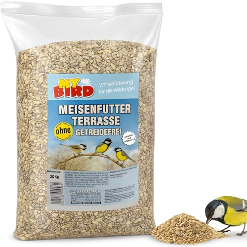 My Bird Wildvogelfutter 20kg – getreidefrei mit Saaten & Nüssen – Meisenfutter für Terrasse & Garten – ohne Ambrosia – Winterfütterung für alle Wildvögel – hochwertiger Vogelfutter Mix