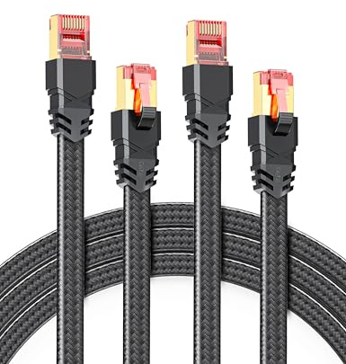 2 Stück CAT 8 Lan Kabel 0.25m,40Gbps Hochgeschwindigkeits mit RJ45 Stecker