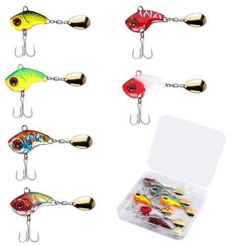 Angelköder Set 6 Stück Jig Spinner Angeln Spinnerbait Kunstköder Hecht Köder Angel Köder für Barsch Hecht Zander Wels Döbel