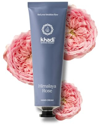 khadi Himalaya Rose Handcreme, schnell einziehende Handpflege, 50 ml | Mit Rose, Sheabutter, Bienenwachs & Ayurveda-Extrakten; nicht fettend, schützt & pflegt, 100% zertifizierte Naturkosmetik