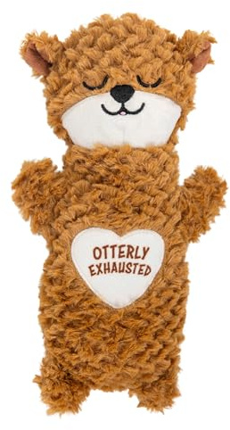 Pupstages Jouet en Peluche Confortable pour Chien avec Pochette chauffante en Sarrasin Passant au Micro-Ondes, Compagnon apaisant pour Chiots et Chiens, Loutre, 28 cm