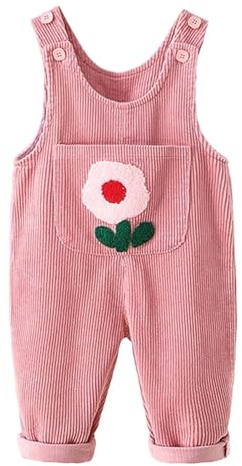 Tuta Velluto A Coste Floreale Bambine, Salopette alla Moda Neonati Stile Classico