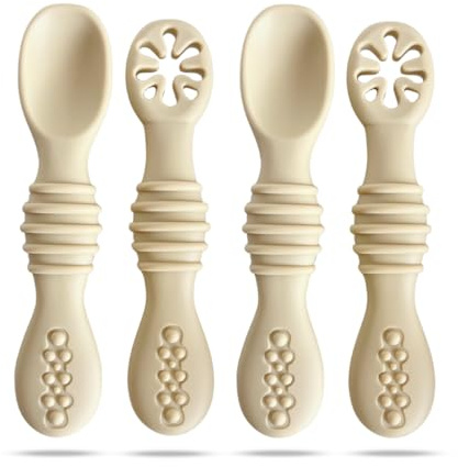 BALANCEX PreCucharas Bebé BLW y Cucharas de Silicona – Cubiertos de Aprendizaje en 2 Etapas | Recomendados por Nutricionistas | Ergonómicos y Antibacterianos