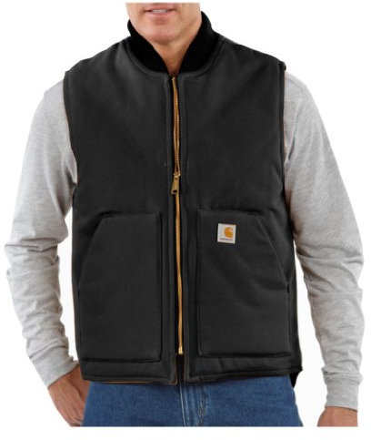 Carhartt Gilet Imbottito, Collo A Costine, Vestibilità Comoda, In Tela Firm Duck, Uomo, Nero, S