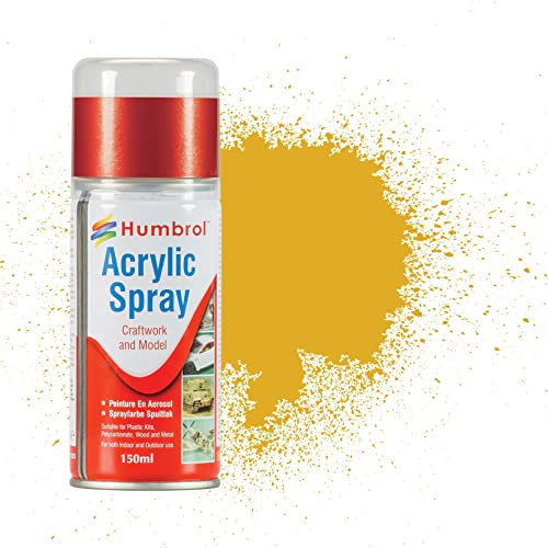 Humbrol Modellers Spray Paint - AD6016 No 16 Gold 150ml - Model Paints for Plastic Kits, Fast-Drying for Crafting Surfaces Including Plastic, Fabric, Glass, Wood & Metal Models