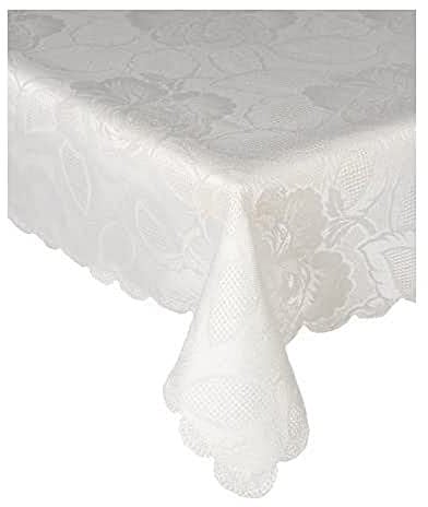 Emma Barclay Damask Rose - Jacquard Table Cloth in Cream - 70x108 (178x274cm)