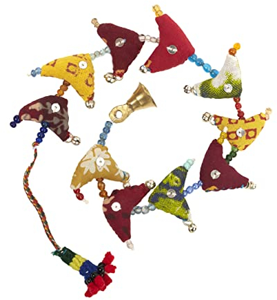 Hängedekoration Nr. 10, Vogel-Design, zum Aufhängen, mit traditionellem indischem Tota-Glöckchen, Mehrfarbig