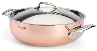 De Buyer - Sautoir bombé en cuivre PRIMA MATERA avec anse et couvercle en inox - Diamètre 28 cm -