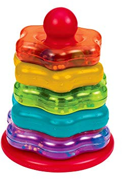 Battat Buntes Stapelspiel mit Rasseln, Stapelturm – Motorikspielzeug, Lernspielzeug, Sensorik Spielzeug, Stapelspielzeug für Kinder und Babys ab 1 Jahr, Babyspielzeug