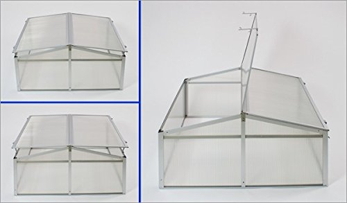 Alu Frühbeet - Gewächshaus - Pflanzbeet 100 x 100 mit beidseitigem Klappdach