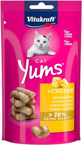 Vitakraft Cat Yums, snack gatto, morbido snack gatto ripieno con formaggio, in bustina richiudibile, senza zuccheri aggiunti (1x 40g)