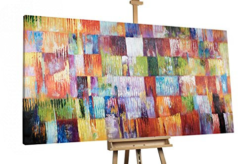 KunstLoft® XXL Gemälde 'Würfelglück' 200x120cm | original handgemalte Bilder | Abstrakt Quadrate Rot XXL | Leinwand-Bild Ölgemälde einteilig groß | Modernes Kunst Ölbild