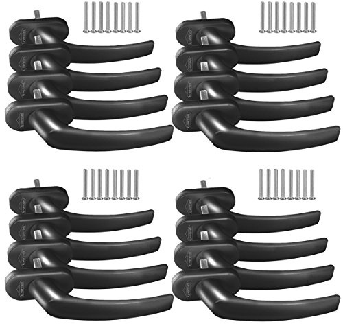 16 x Alu Fenstergriff in Schwarz RAL 9005 - Stiftlänge 40mm
