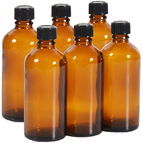 6 x flacons vides en Verre ambré avec Bouchon - Contenance 100 ML - FL26DIN