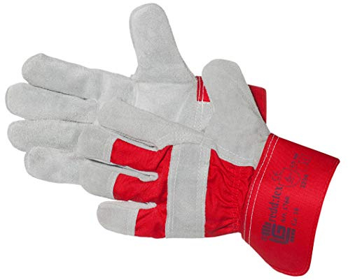 Jah Spaltleder-Handschuh mit Stulpe (rot) – robust & abriebfest – für Bau, Werkstatt & Gartenbau