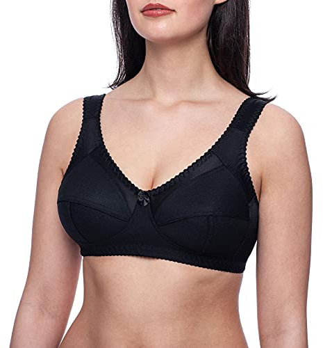 frugue Reggiseno Senza Ferretto Contenitivo Taglie Forti Pizzo Donna Nero IT 5H