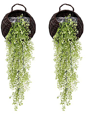 Artificial Hanging Vine Plants, Pack of 2 Pieces Artificial Ivy Fake Flowers Greenery Plants for Home Garden Wall Decoration, Green