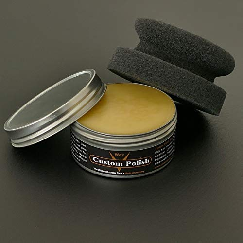CUSTOM POLISH WAX – 150ml – Mit Polierpad - Die natürliche & innovative Lederpflege für Fahrzeugleder, Schuhe, Stiefel, Ledermöbel, Reitausrüstungen, Lederkleidung (Einweg Verpackung)