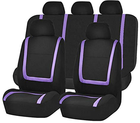 HotYou Set Completo Coprisedili per Auto, Stampa a Farfalla, Comoda e Traspirante,Rimovibile e Lavabile,Viola