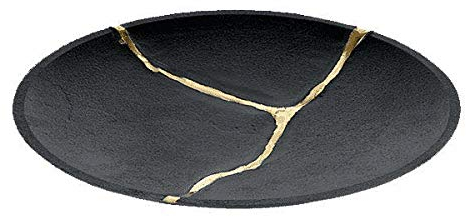Lambert - Vase - Schale, Obstschale - Kuori - Anthrazit Gold - Maße (ØxH): 34 x 3 cm