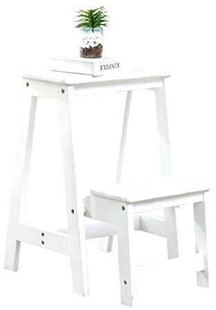 ZHZ-DT Klapptreppe 2 Stufen Klappleiter Zweistufig Design klein Tritthocker Hocker Klappbar Leiterstuhl Hockerleiter Faltbar Stabil Platzsparend Kind Erwachsene Dachboden Workzone Camping, Weiss