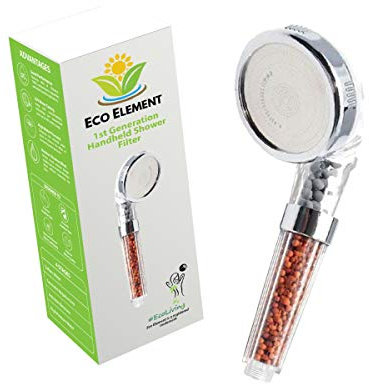 Eco Element 1st Gen Chrome High-Pressure Massaging Shower Head Filter. Removes All Harmful Bacteria Including Chlorine, Heavy Metals, and Hard Ions. (100% Recyclable)