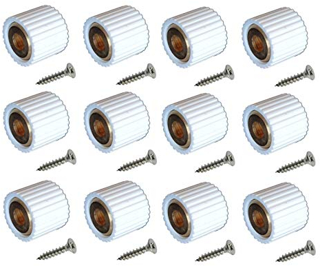 Reggipiano Ottone con Gomma Tondo. Sostegno Ripiano Mensola. PZ 12 + 12 Vite (12 MM, BIANCO)