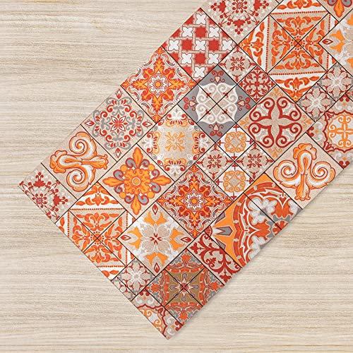 IlGruppone Tappeto Cucina Antiscivolo Made in Italy Passatoia Antimacchia Multiuso Corridoio Soggiorno Lavabile in Lavatrice - Arancio - 50x200cm
