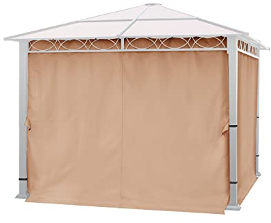 TOOLPORT 4 Seitenteile für Gartenpavillon Rendezvous Deluxe 3x3 m - Polyester ca. 160 g/m² - mit Reißverschluss - Cappuccino