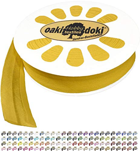 Sandras-Bastelladen 20m Schrägband/Einfassband Baumwolle Uni gefalzt Breite 20mm 645-Sonnengelb