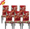 Jaotto Stuhlhussen Weihnachten 6er Set Universal,Stuhlhusse Stretch Moderne,Stuhlhussen Schwingstühle Elastische Langlebig Stuhlhussen für Feiertagsdekoration Weihnachten(Rotwein/Xmas,6 Stück)