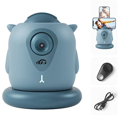 AICOCO Supporto per telefono con rilevamento automatico, supporto per fotocamera per telefono con rotazione a 360°, rilevamento del viso alimentato da AI, controllo dell'otturatore Bluetooth,