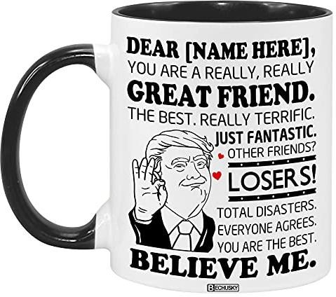 BECHUSKY Taza de café personalizada con texto en inglés You Are a Really Great Friend, taza de café You Are The Best Friend para amigas, amigas, amigas, hermanas, mujeres en cumpleaños, Navidad