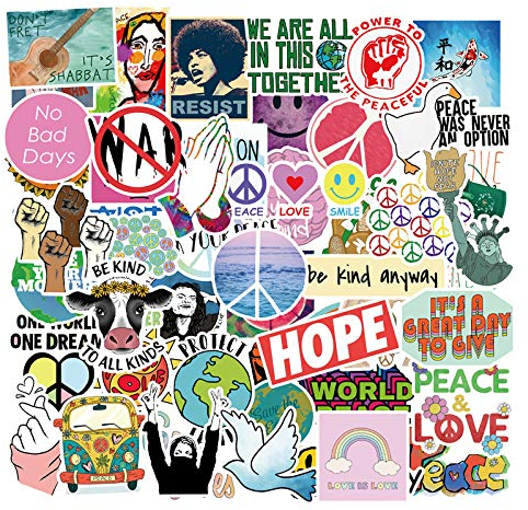 100Pcs Love World Peace Aufkleber, Wasserdichtes Vinyl Hoffnung Aufkleber für Wasserflaschen Laptop Gepäck Tasse Computer Handy Skateboard, Geschenk für Kinder Jugendliche Erwachsene