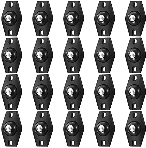 20 Stück Kugelrollen Schwerlast Möbelrollen Klein, DAWRIS Möbelrollen Flach Selbstklebend Kugelrollen für Möbel, 360° Mini Transportrollen Rollen für Möbel Aufbewahrungsbox Mülleimer (Schwarz)