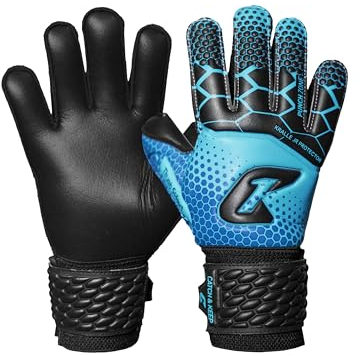 CATCH & KEEP Torwarthandschuhe Kinder Kralle Protector Blau Gr. 7 I Professionelle Kinder Torwarthandschuhe mit Fingerschutz, Daumenunterstützung & dickerer Handgelenksbandage